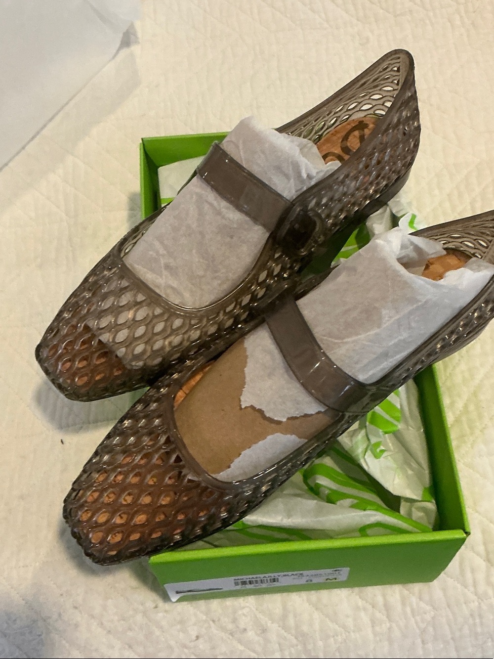 Sam Edelman Taupe Mesh Mary Jane Flats